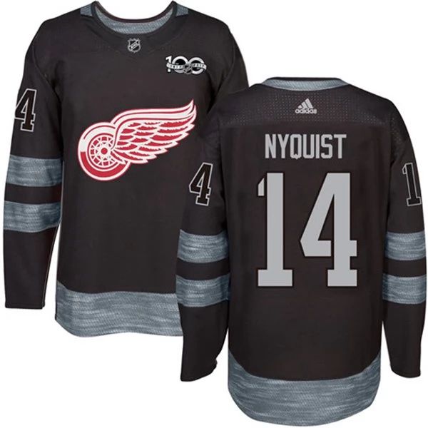 Herren Detroit Red Wings Eishockey Trikot Gustav Nyquist #14 1917-2017 100th Anniversary Schwarz Authentic